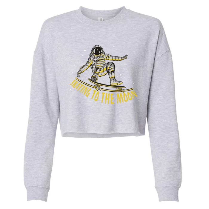 Skating To The Moon Astronaut Cropped Pullover Crew