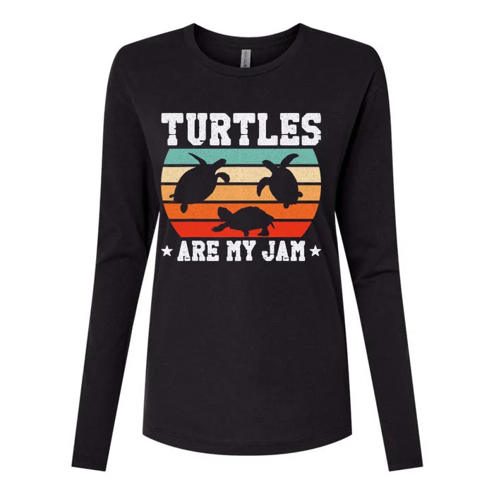 Sea Turtle Tortoise Retro Vintage Turtles Are My Jam Womens Cotton Relaxed Long Sleeve T-Shirt