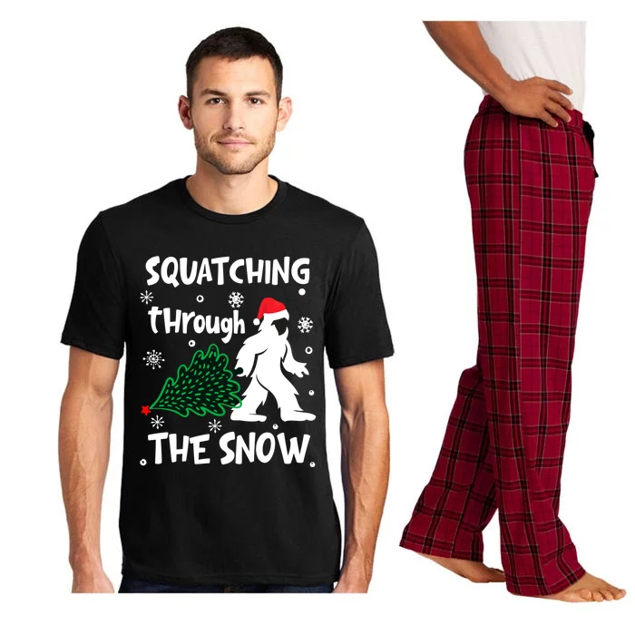 Squatching Through The Snow Christmas Sasquatch Santa Hat Pajama Set