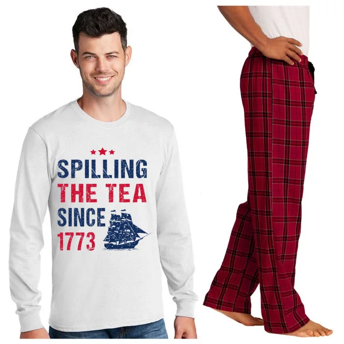 Spilling The Tea Since 1773 Slogan For Patriotic Pride Party Long Sleeve Pajama Set