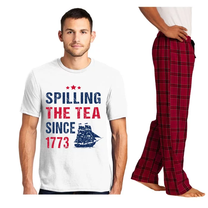 Spilling The Tea Since 1773 Slogan For Patriotic Pride Party Pajama Set