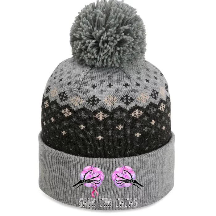 Save The TaTas Halloween Breast Cancer Awareness The Baniff Cuffed Pom Beanie