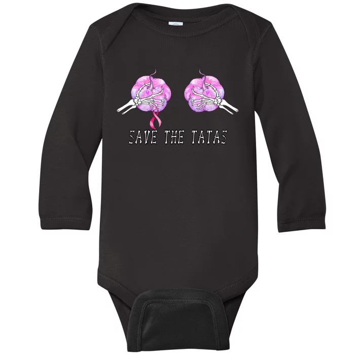 Save The TaTas Halloween Breast Cancer Awareness Baby Long Sleeve Bodysuit