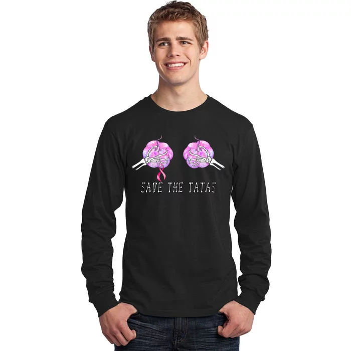 Save The TaTas Halloween Breast Cancer Awareness Tall Long Sleeve T-Shirt