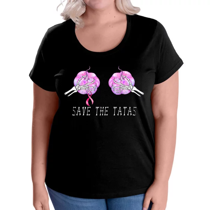 Save The TaTas Halloween Breast Cancer Awareness Women's Plus Size T-Shirt