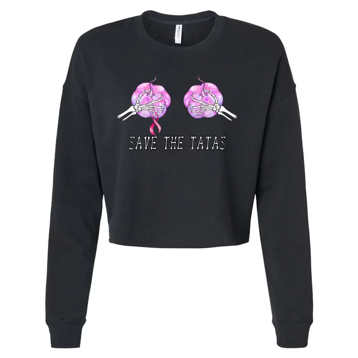 Save The TaTas Halloween Breast Cancer Awareness Cropped Pullover Crew