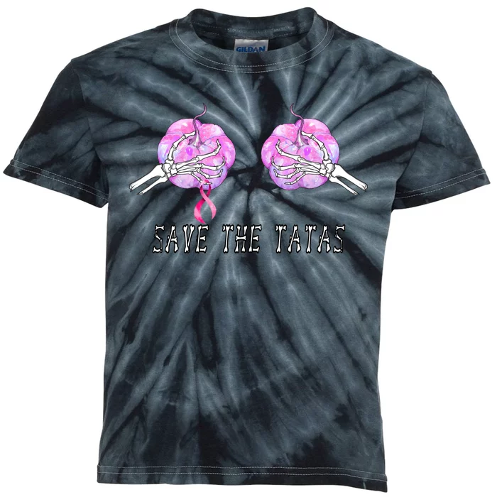 Save The TaTas Halloween Breast Cancer Awareness Kids Tie-Dye T-Shirt