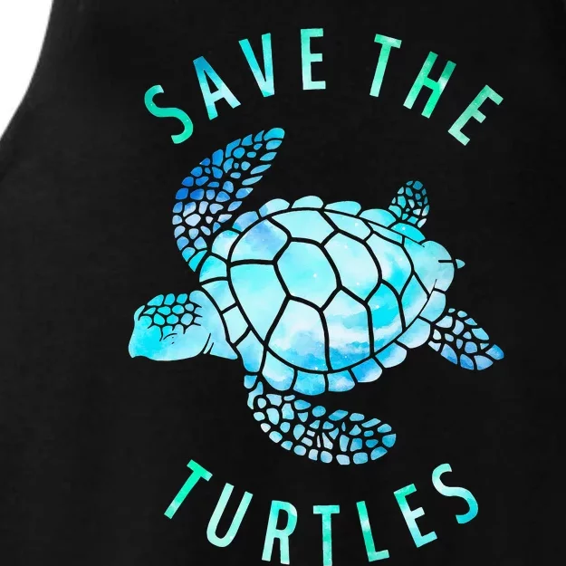 Save The Turtles Sea Turtle Tie Dye Ocean Wildlife Earth Day Ladies Tri-Blend Wicking Tank