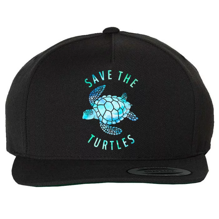 Save The Turtles Sea Turtle Tie Dye Ocean Wildlife Earth Day Wool Snapback Cap