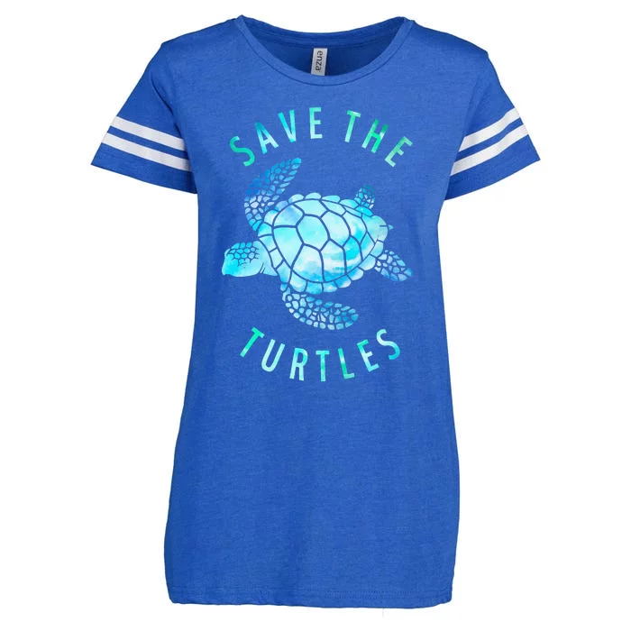 Save The Turtles Sea Turtle Tie Dye Ocean Wildlife Earth Day Enza Ladies Jersey Football T-Shirt