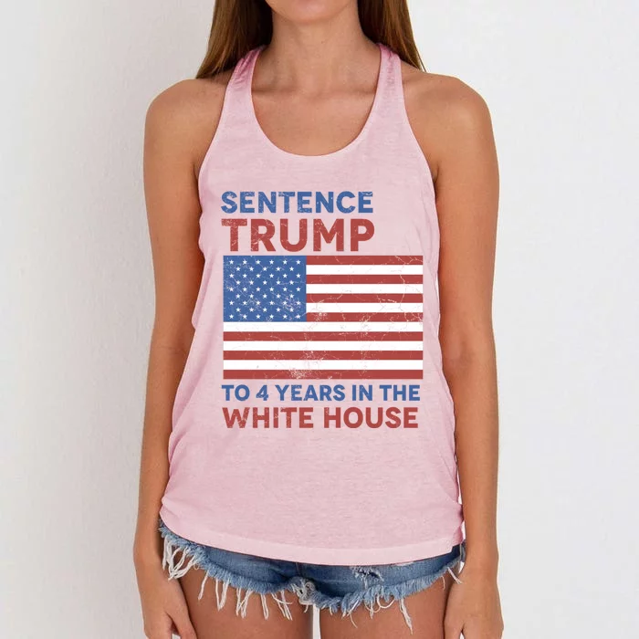 Sentence Trump To 4 Years In The White House Funny Gift Women's Knotted Racerback Tank