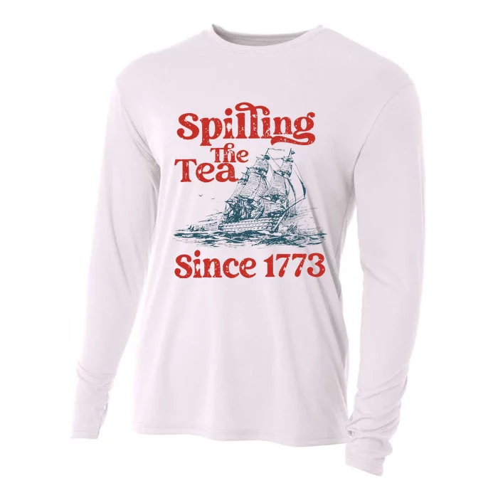 Spilling The Tea Since 1773 Patriotic History Teacher Cooling Performance Long Sleeve Crew