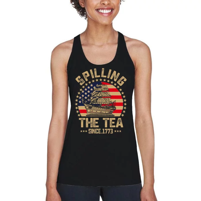 Spilling The Tea Since 1773 Patriotic History Teacher Women's Racerback Tank