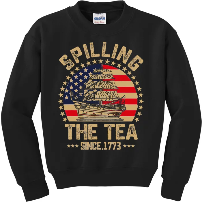 Spilling The Tea Since 1773 Patriotic History Teacher Kids Sweatshirt