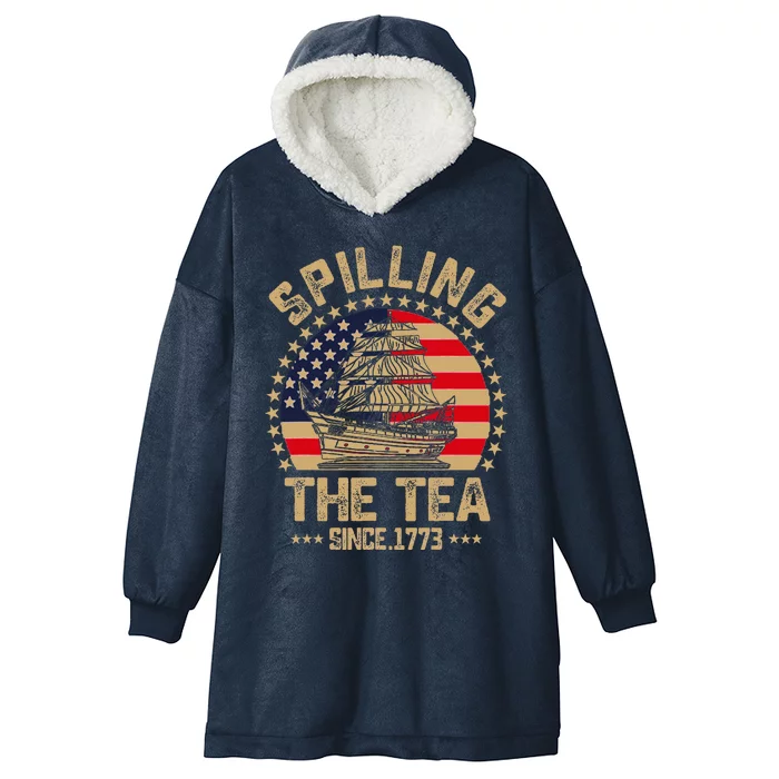 Spilling The Tea Since 1773 Patriotic History Teacher Hooded Wearable Blanket