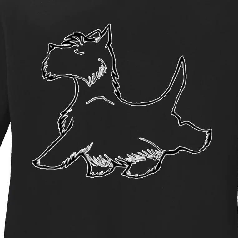 Scottish Terrier Tough Enough To Rock A Beard And Skirt Ladies Long Sleeve Shirt