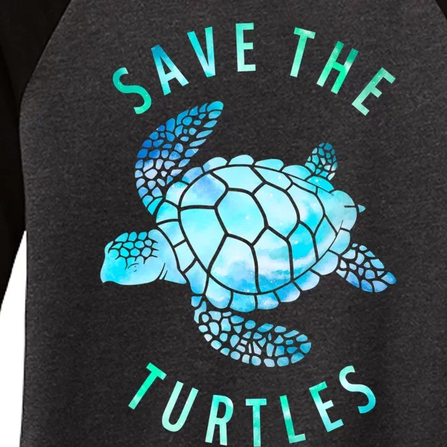 Save The Turtles Sea Turtle Tie Dye Ocean Wildlife Earth Day Women's Tri-Blend 3/4-Sleeve Raglan Shirt