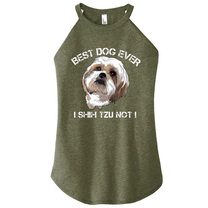 Shih Tzu T Funny Dog Pet Best Dog Ever Gift Birthday Women’s Perfect Tri Rocker Tank