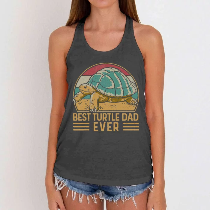 Sea Turtle Tortoise Dad Retro Vintage Best Turtle Dad Ever Women's Knotted Racerback Tank