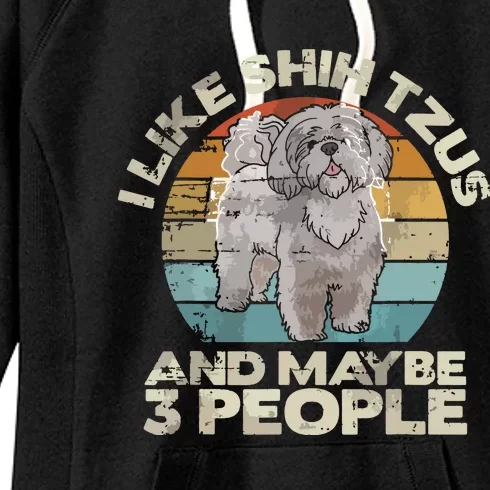 Shih Tzu T Funny Dog Lover Tee Retro Shih Tzu Women's Fleece Hoodie