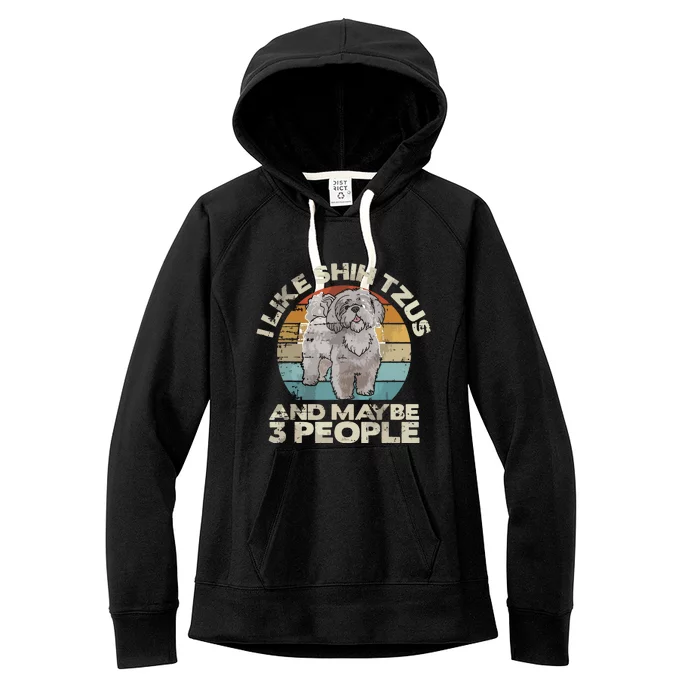 Shih Tzu T Funny Dog Lover Tee Retro Shih Tzu Women's Fleece Hoodie