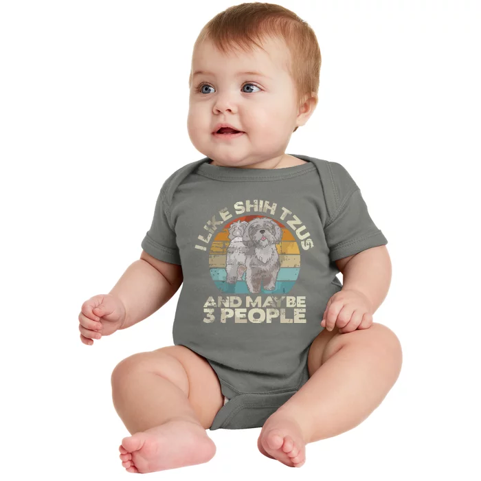 Shih Tzu T Funny Dog Lover Tee Retro Shih Tzu Baby Bodysuit