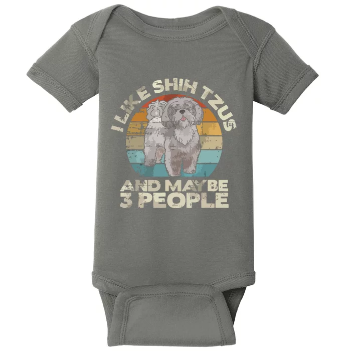 Shih Tzu T Funny Dog Lover Tee Retro Shih Tzu Baby Bodysuit