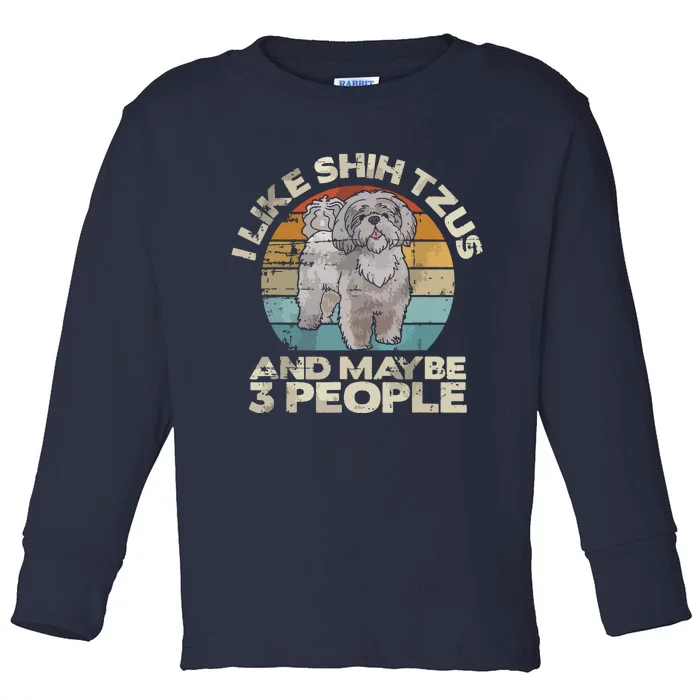 Shih Tzu T Funny Dog Lover Tee Retro Shih Tzu Toddler Long Sleeve Shirt