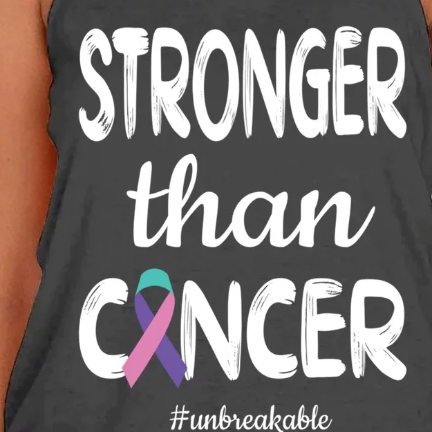 Stronger Than Thyroid Cancer Warrior Meaningful Gift Women's Knotted Racerback Tank