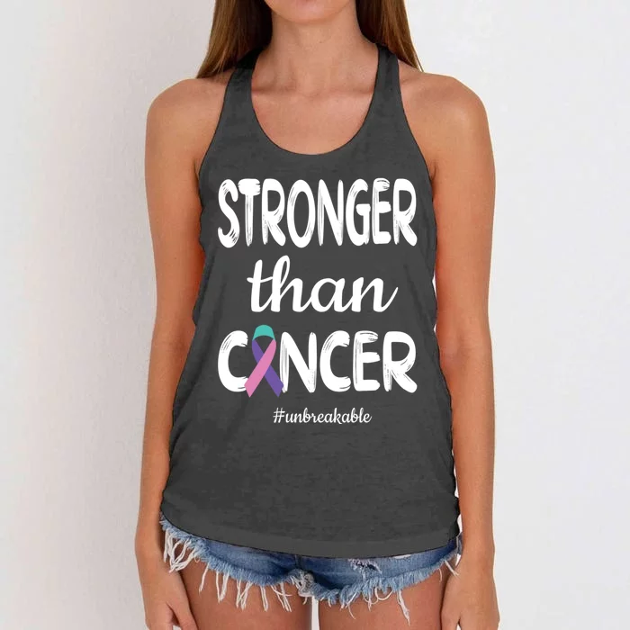 Stronger Than Thyroid Cancer Warrior Meaningful Gift Women's Knotted Racerback Tank