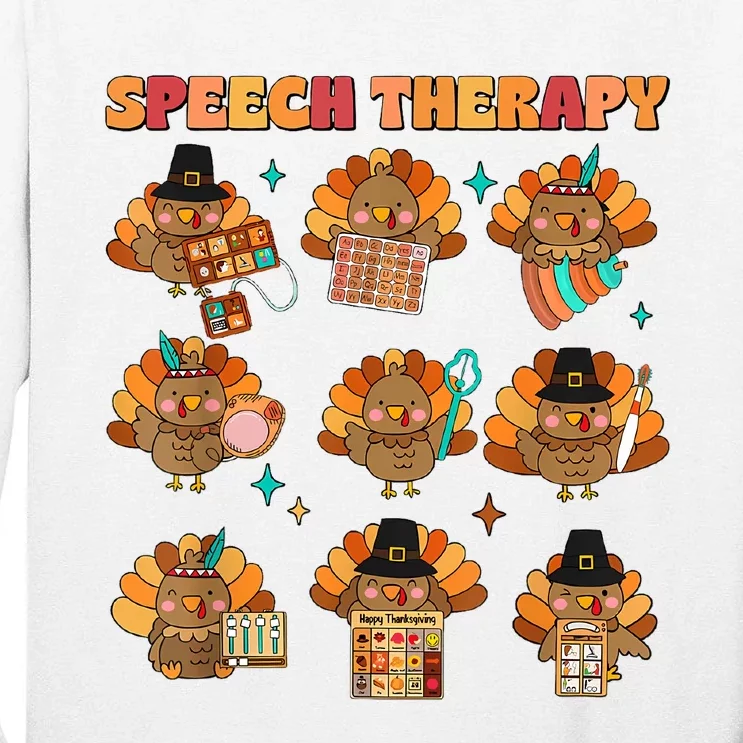 Speech Therapy Turkey Slp Speech Therapist Fall Thanksgiving Tall Long Sleeve T-Shirt