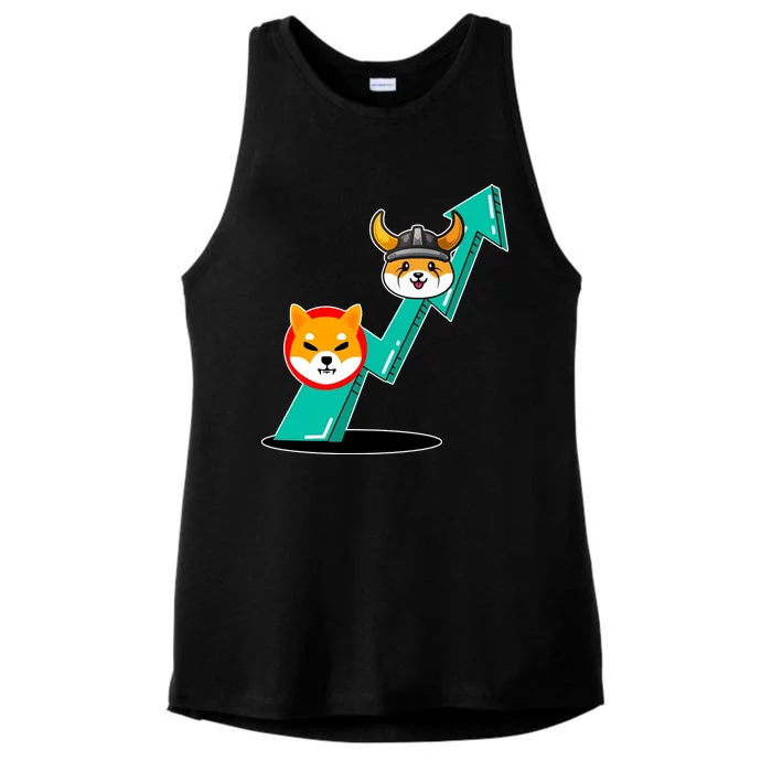 Shiba To The Moon Chart Ladies Tri-Blend Wicking Tank