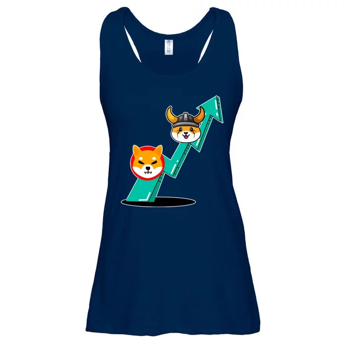 Shiba To The Moon Chart Ladies Essential Flowy Tank