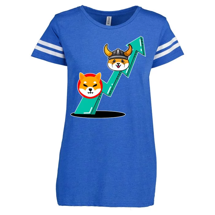 Shiba To The Moon Chart Enza Ladies Jersey Football T-Shirt