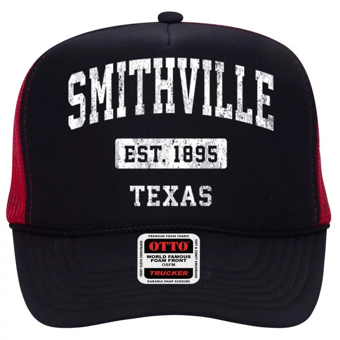 Smithville Texas Tx Vintage Sports Established Design High Crown Mesh Trucker Hat