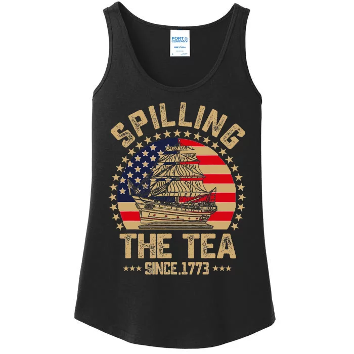 Spilling The Tea Since 1773 Patriotic History Teacher Ladies Essential Tank