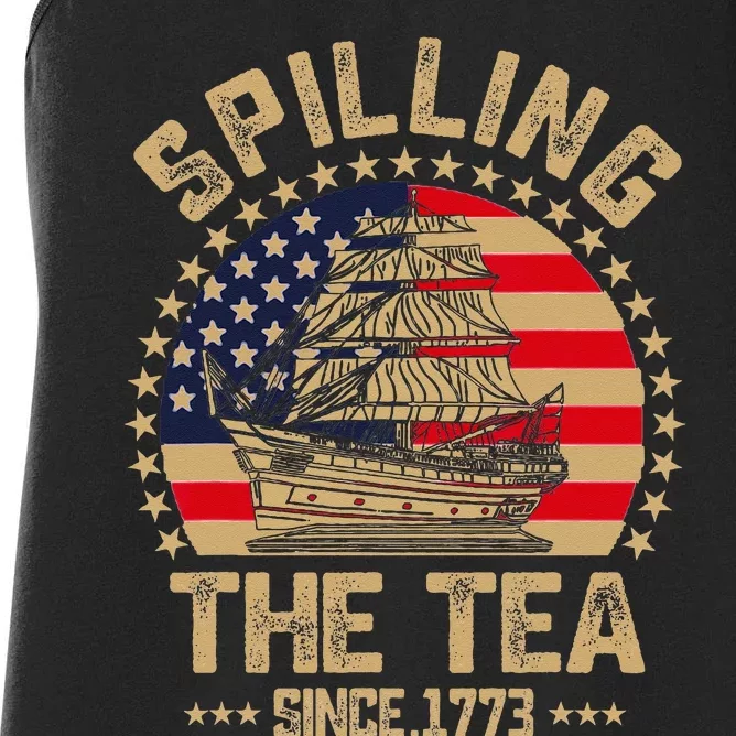 Spilling The Tea Since 1773 Patriotic History Teacher Women's Racerback Tank