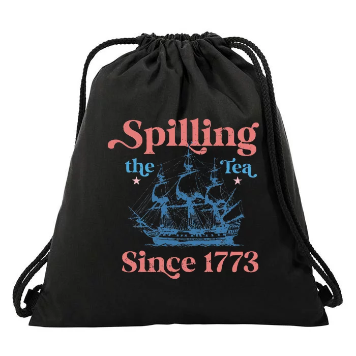 Spillin The Tea Since 1773 Funny 4th Of July Party Drawstring Bag