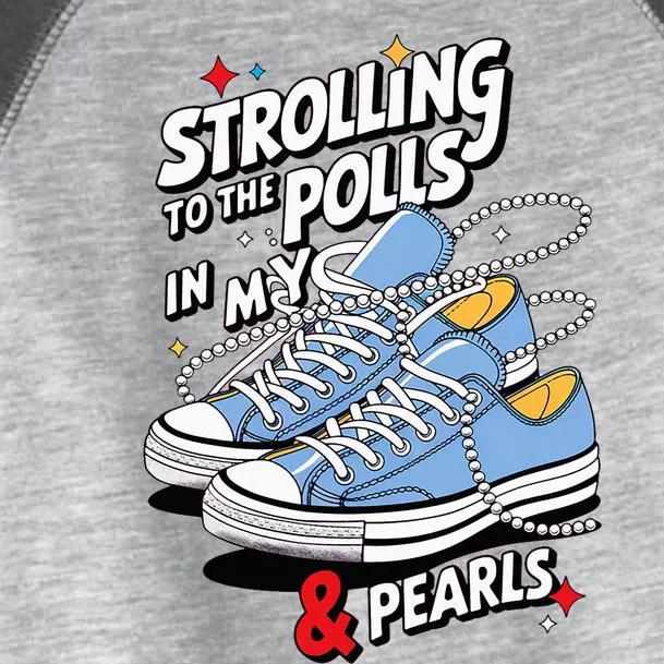 Strolling To The Polls In My Chucks & Pearls Kamala Cat Lady Toddler Fine Jersey T-Shirt