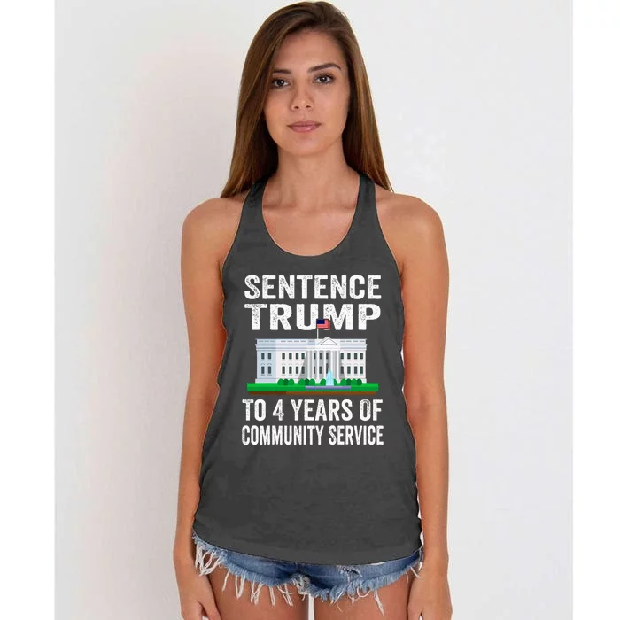 Sentence Trump To 4 Years Of Community Service Political Women's Knotted Racerback Tank