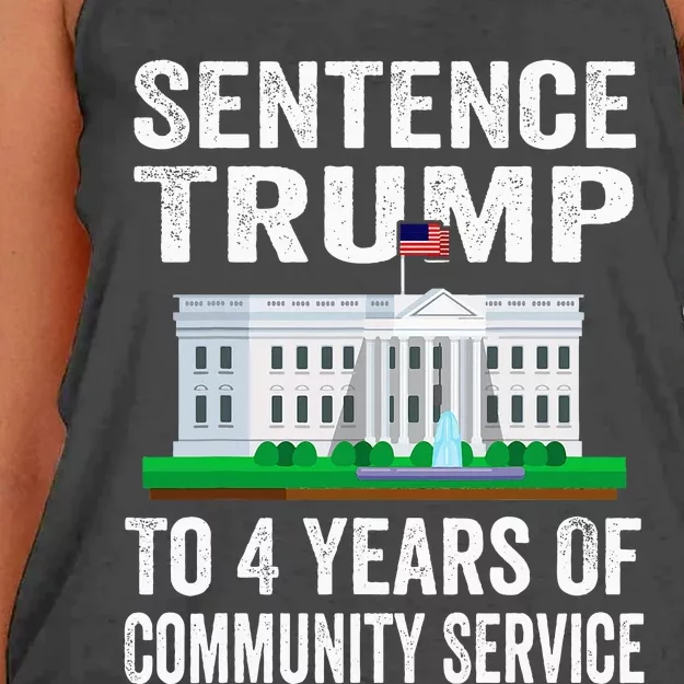 Sentence Trump To 4 Years Of Community Service Political Women's Knotted Racerback Tank