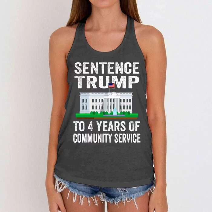 Sentence Trump To 4 Years Of Community Service Political Women's Knotted Racerback Tank