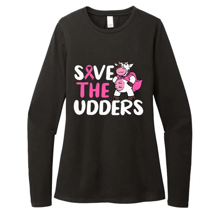 Save The Udders Cow Breast Cancer Awareness Womens CVC Long Sleeve Shirt