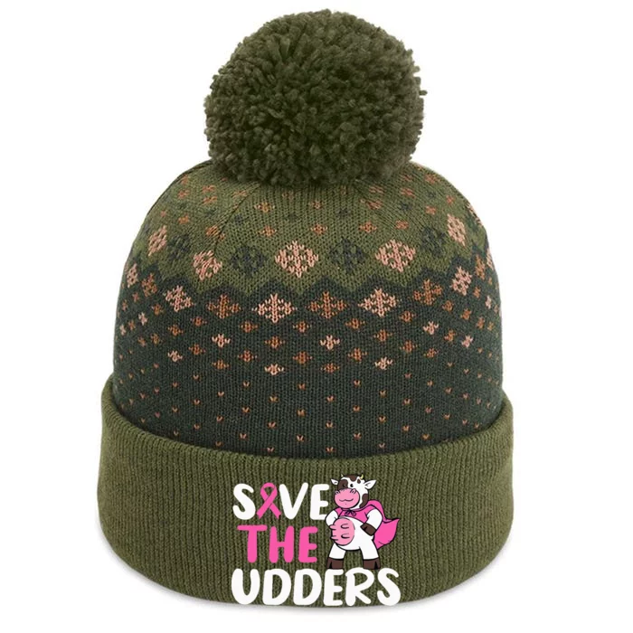 Save The Udders Cow Breast Cancer Awareness The Baniff Cuffed Pom Beanie