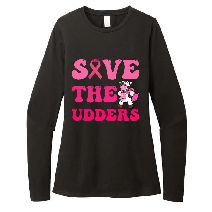 Save The Udders Cow Groove Breast Cancer Awareness Womens CVC Long Sleeve Shirt