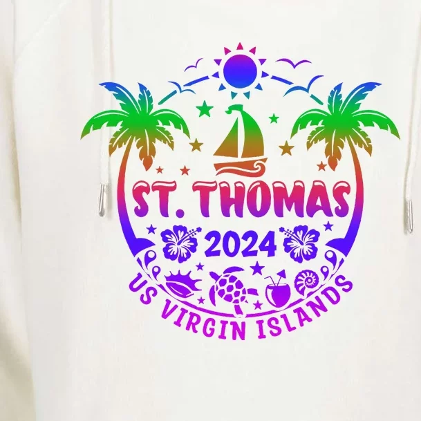 St Thomas Us Virgin Islands Summer Vacation 2024 Womens Funnel Neck Pullover Hood