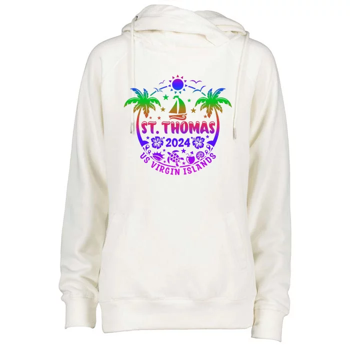 St Thomas Us Virgin Islands Summer Vacation 2024 Womens Funnel Neck Pullover Hood