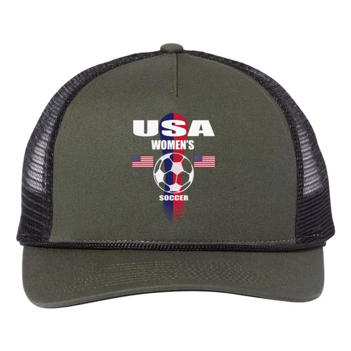 Soccer Team USA United States Soccer Fan Woman Retro Rope Trucker Hat Cap