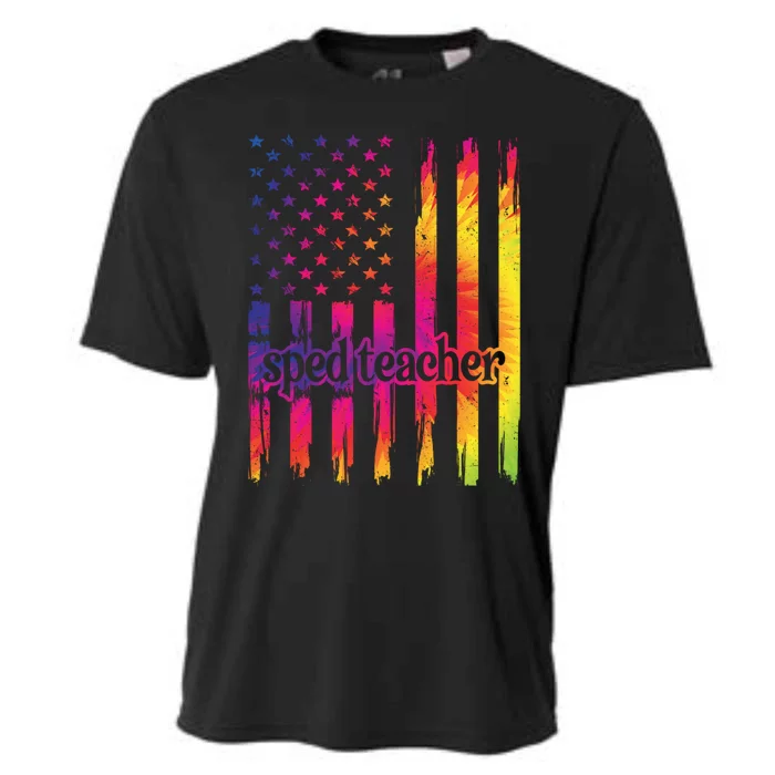 Sped Teacher Us Flag Special Education Teacher Gift Cooling Performance Crew T-Shirt