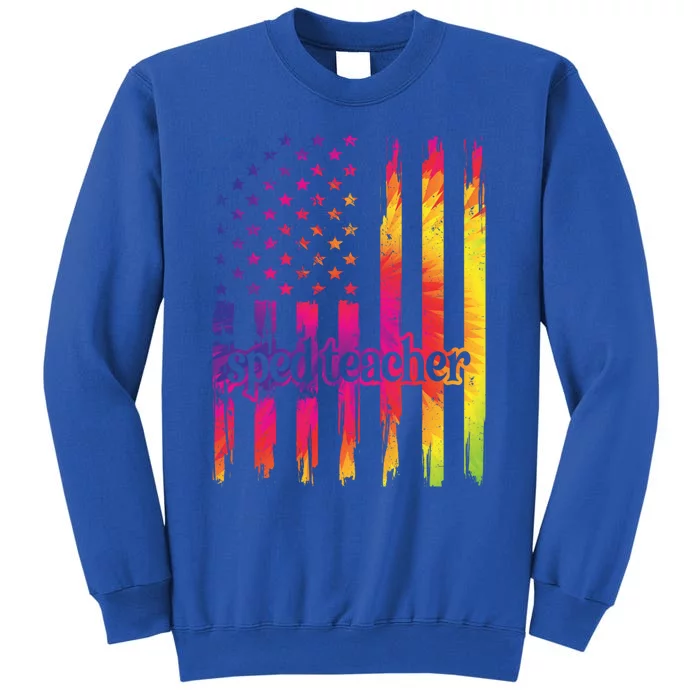 Sped Teacher Us Flag Special Education Teacher Gift Tall Sweatshirt